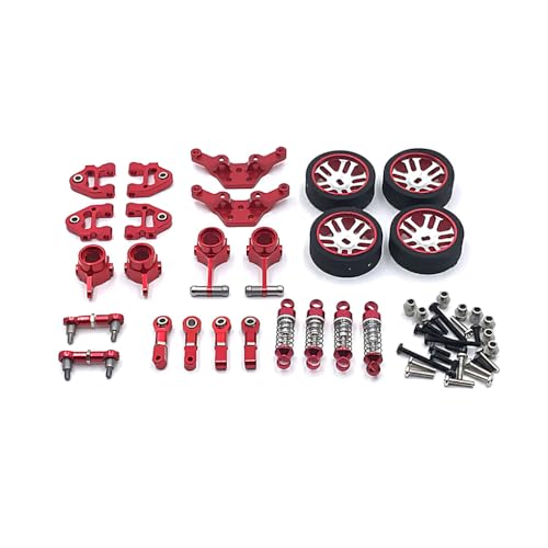 RCGOFOLLOW Aluminiumlegierung RC Upgrade Achsschenkel Kit für 1/28 Wltoys K969 Aluminiumlegierung RC Auto Upgrade Teile Kit Reifen, Rot von RCGOFOLLOW