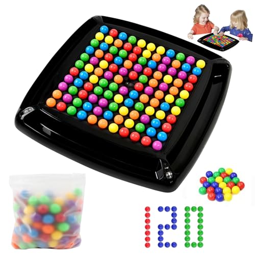 Intellektuelles Schachbrett Doppelduell, 120 Stück Bead Elimination Brettspiel, Rainbow Ball Brettspiel, Schachbrett Bunte Kugeln, Dual Duell intellektuelles Schachbrett für Erwachsene Kinder von RCYHCY