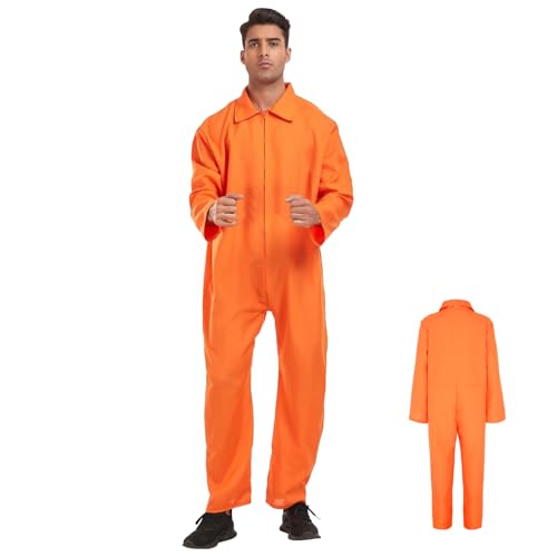 RCYHCY Sträfling Kostüm, Häftling Kostüm Herren, Orange Gefangener Kostüm, Prisoner Outfit Damen, Insasse Kostüm, Knast Prisoner Cosplay Outfit, Geeignet für Karneval, Karneval, Halloween (L) von RCYHCY