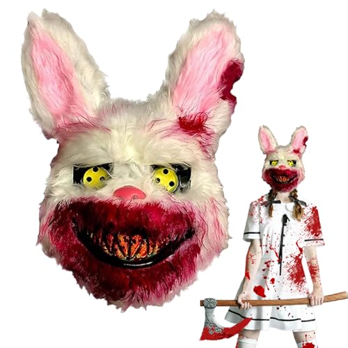 RCYHCY Blutige Kaninchen Maske, Horror Hasenmaske Für Kinder Erwachsene, Halloween Maske Horror Hasenmaske, Realistische Blutige Häschen Maske, Gruselige Hasenmaske Für Maskerade Cosplay von RCYHCY