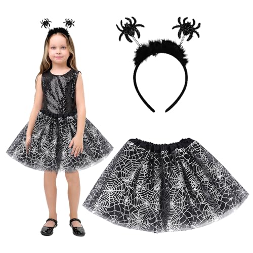 RCYHCY Hexenkostüm Kinder, Halloween Hexenkostüm Mädchen, Hexe Tutu Rock mit Haarband, Hexen Verkleidung Set, Hexe Kostüm für Karneval Halloween Fasching Cosplay Party von RCYHCY