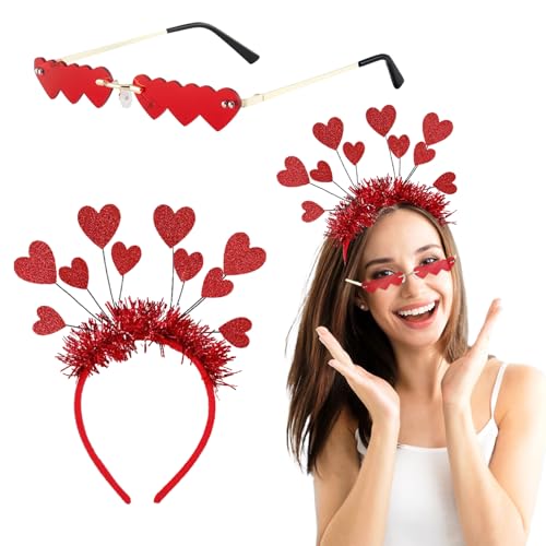 RCYHCY Herz Haarreif Rot, Glitzer Herz Haarreif, Valentinstag Herz Haarreif, Amor Kostüm Accessoires, Pailletten Herz Haarreif, Für Kopfbedeckung Accessoires für Valentinstag Hochzeit Karneval von RCYHCY