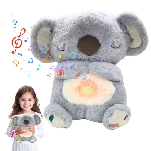 RCYHCY Schlummer Koala Kuscheltier, Koala Kuscheltier Kinder Spielzeug, Beruhigender Koalabär, Otter Kuscheltier mit Atembewegung und Musik, Babyparty und Neugeborenengeschenk von RCYHCY