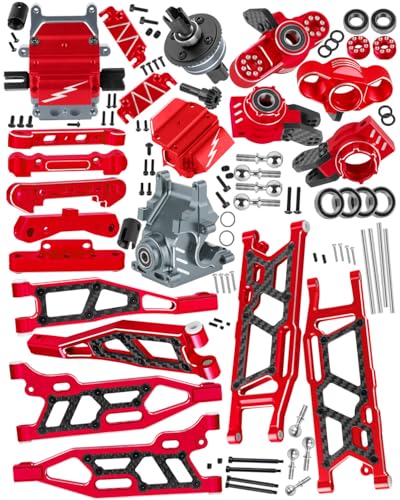 RCYouHott RC Front- und Hinterradaufhängung A-Arme, Halterung und Getriebegehäuse mit 43T/10T Differenzgetriebe und Lenkblöcken, Nabenstummel, Achsträger, Upgrades Teil für 1/8 Kraton (auch für V4 & von RCYouHott