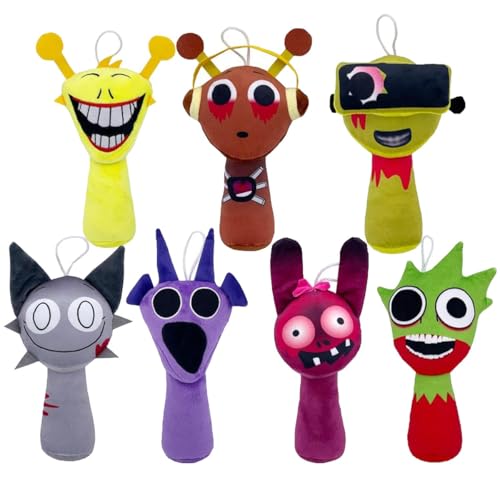 Sprunki-Plüschtier, Cartoon-Sprunki-Figuren-Plüschpuppe, Mutant Sprunki-Plüsch-Horror-Wenda-Plüschpuppe, niedliches gefülltes Plüschfiguren-Kissen for Jungen-Mädchen-Fans, Geburtstagsgeschenke(7pcs) von RDCIRP