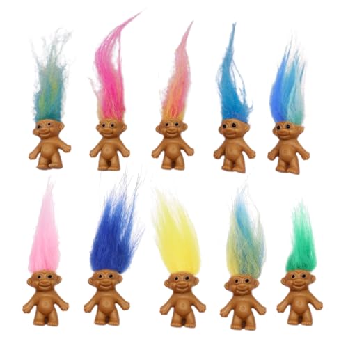 RDNKVB Bezaubernde Sammlung niedlicher Kleiner Kerle,10 Stück Mini-Troll-Puppen, PVC-Vintage-Trolle, Glückspuppe, Mini-Actionfiguren, 3 cm, Schulprojekt, Kunsthandwerk, Partygeschenke von RDNKVB