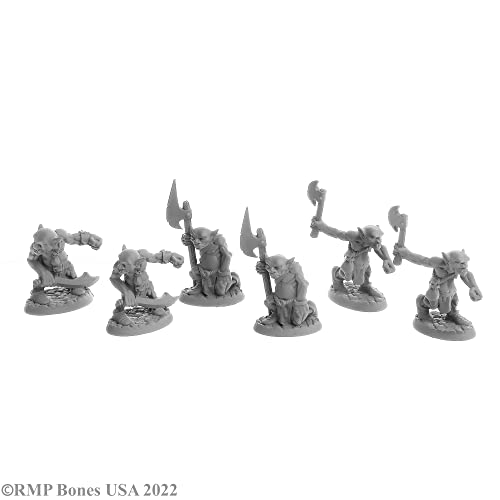 REAPER 6 x Goblin Raiders Miniatur Bones USA Dungeon Dwellers – Tabletop Figur Role Playing Game Rollenspiele – 7043 von REAPER