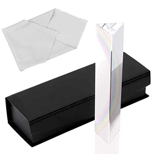 REAQUE K9 Kristall Prisma Dreieck, Kristalloptisches Glas-Dreiecksprisma professionelle Optik Kristallglasprisma mit Mikrofasertuch & Geschenkbox für das Physik-Unterrichtsspektrum 30*30*30*150mm von REAQUE