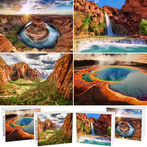 4 Pack Puzzles für Erwachsene, 1000 Teile Zion & Yellowstone & Grand Canyon Colorado, Natur-Puzzles für Erwachsene ab 1000 Teile, Landschaft Yellowstone Puzzles von RECHIATO