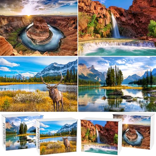 4 Pack Puzzles für Erwachsene 1000 Teile Rocky Mountain & Grand Canyon Colorado & Spirit Island, Natur Puzzle für Erwachsene ab 1000 Teilen von RECHIATO