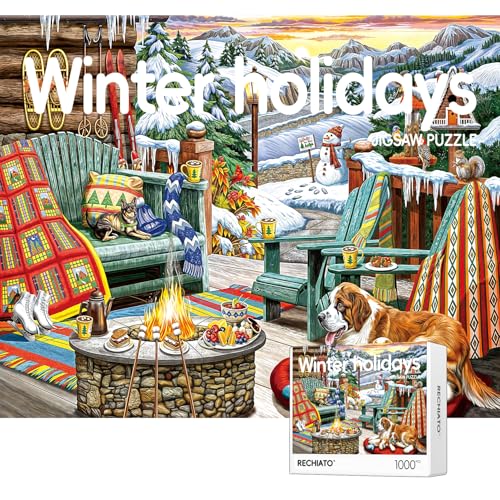 Puzzles für Erwachsene, Winterurlaub-Puzzles für Erwachsene, 1000 Teile und höher, Weihnachtspuzzles Geschenk für Frauen und Mutter von RECHIATO