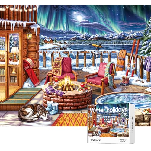 Puzzles für Erwachsene, Winterurlaub-Puzzles für Erwachsene, 1000 Teile und höher, Weihnachtspuzzles Geschenk für Frauen und Mutter von RECHIATO