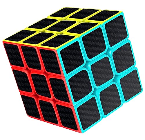 3x3 Magic Cube Carbon Black - Speed Cube mit schwarzem Kohlefaserkleber [Lernspiel], 3D-Puzzle oder Puzzlespiel für Kinder und Erwachsene - originelles Geburtstagsgeschenk von RECIÉNACIDOS