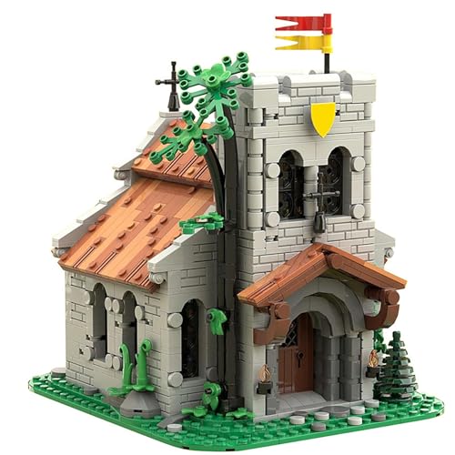 Klemmbausteine Haus, MOC-153931 Medieval Lion Knight Church, Bausteine Bausatz, Gebäude Modellbausatz, Bauspielzeuge für Erwachsene, 1457 Teile, Kompatibel mit LG von REDBMX