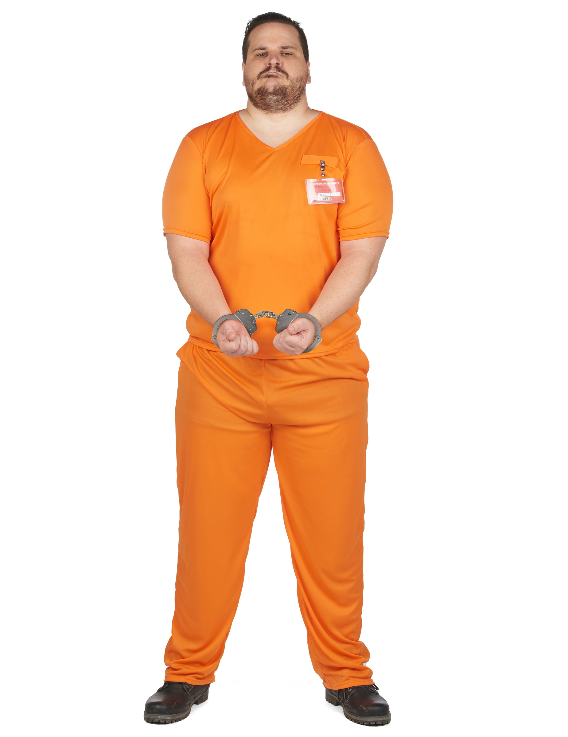 Häftlingskostüm für Herren Plus Size orange von KARNEVAL-MEGASTORE