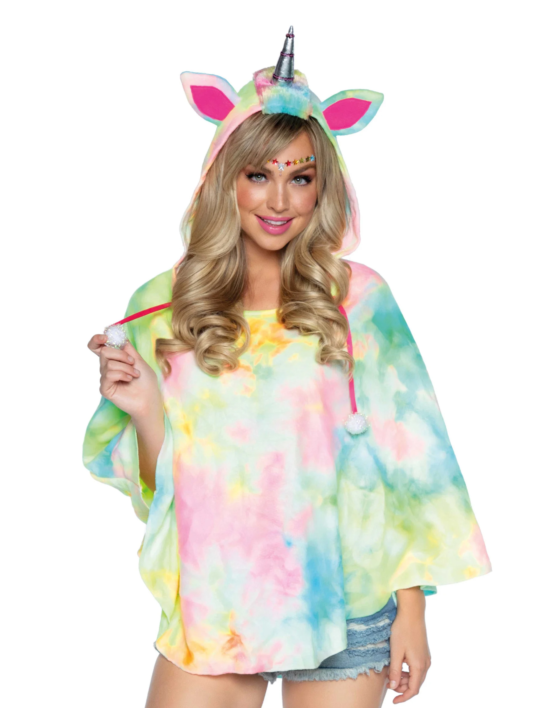 Zuckersüßer Einhorn-Poncho für Damen bunt von LEG-AVENUE