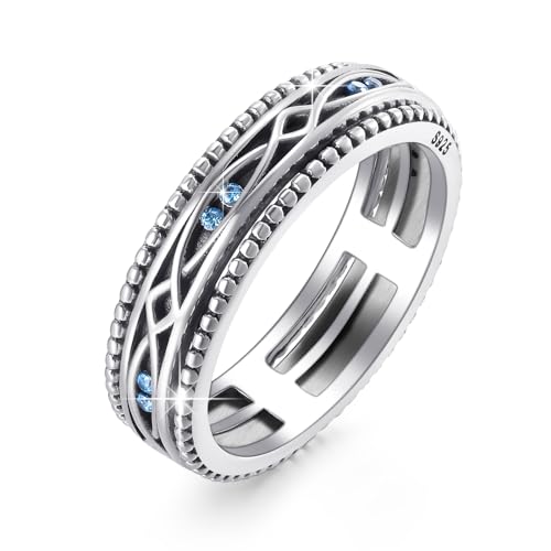 REDSUN Fidget Ring Spinner 925 Sterling Silber Böses Auge Spinner Ring für Angst lindern Autismus Fidget Ring Schmuck Geschenke für Frauen Männer Teen Mädchen von REDSUN