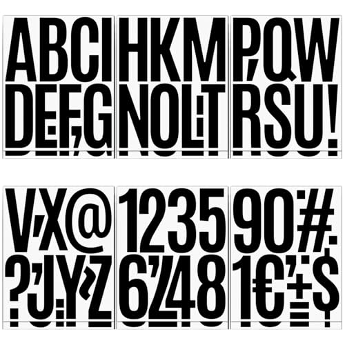 12 Blatt Buchstabenaufkleber, 5 Zoll große Alphabetaufkleber, große Alphabet- und Zahlenaufkleber, selbstklebende Buchstaben- und Zahlenaufkleber für Schilder, Briefkästen, Dekoration (schwarz) von REEKNOKOL