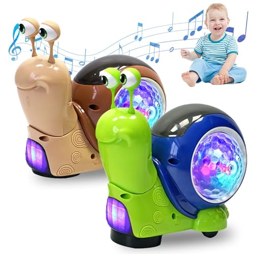 Baby Krabbel Spielzeug 6-18 Monate, Krabbelspielzeug Baby - mit Lichter und Musik, Lustige Schnecke Krabbel Spielzeug, Wiederaufladbarmotorikspielzeug ab 6 Monate Baby Spielzeug Geschenke (2PCS) von REGAPOG