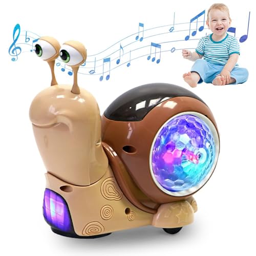 Baby Krabbel Spielzeug 6-18 Monate, Krabbelspielzeug Baby - mit Lichter und Musik, Lustige Schnecke Krabbel Spielzeug, Wiederaufladbarmotorikspielzeug ab 6 Monate Baby Spielzeug Geschenke (Braun) von REGAPOG