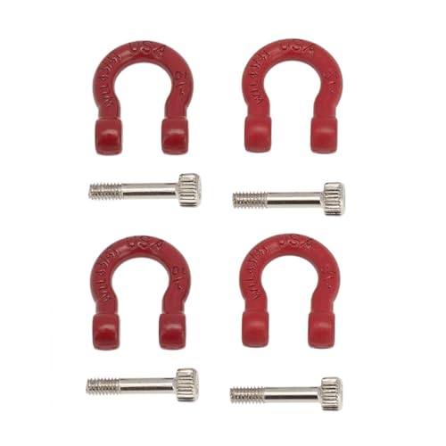 4-teiliger Metallstoßstangen-D-Ring-Abschlepphaken, for 1/10 RC Crawler Car for Axial SCX10 90046 AXI03007 for Traxxas TRX4 D90 Upgrade-Teile(Red) von REHOSE