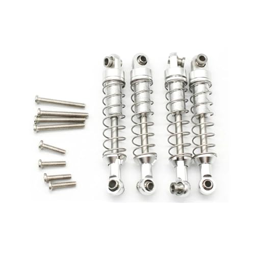 REHOSE 4 Stück Metall-Stoßdämpfer-Dämpfer, for WPL C14 C24 C34 MN D90 D91 D96 D99 D99S MN90 MN99S RC-Autoteile(Silver) von REHOSE