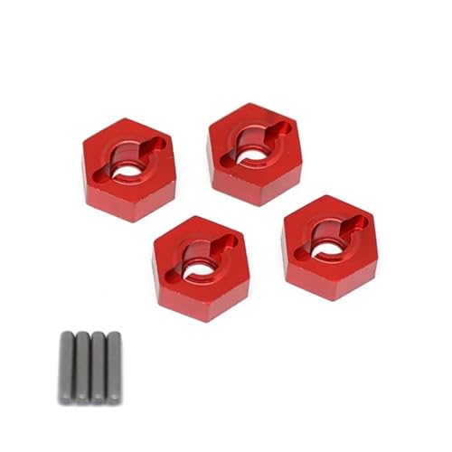 REHOSE 4-teiliger Metall-14-mm-Rad-Sechskant-Adapter, for 1/10 Arrma for SENTON VORTEKS for Typhon Big Rock Granite RC-Autoteile(Red) von REHOSE