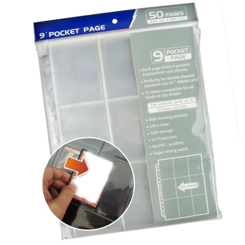 REITINGE Clear Game Card Binder Page Doppelseiten Design 9 Taschenkarten Protektorblech Plastik Organisatoren Ärmel 50 Blätter Bindemittel Blätter REITINGE Clear Game Card Binder Page Doppelseiten Design 9 Taschenkarten Protektorblech Plastik Organisatoren Ärmel 50 Blätter Bindemittel Blätter von REITINGE