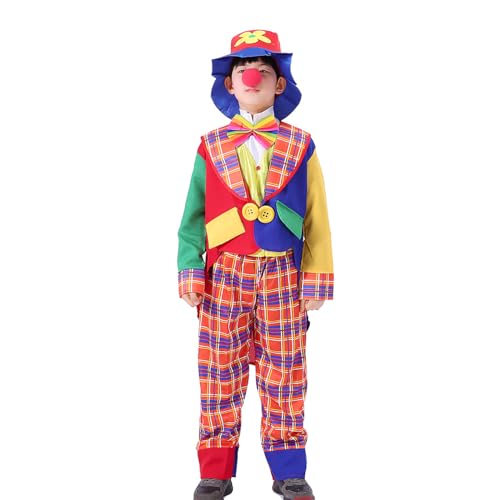 REITINGE 5-teiliges Halloween Clown Kostüm Set Clown Hemd Hose Clown Clown Krawatte Clown Cosplay Kostüm von REITINGE