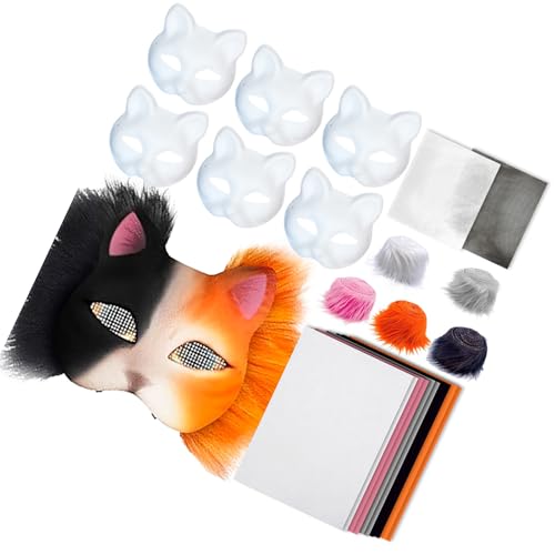 REITINGE Animal Kits Maskerade Handbemalte Katzen Unlackiert Anime Cosplay Halloween Party von REITINGE