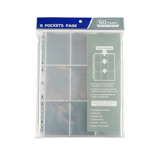 REITINGE Clear Game Card Binder Page Doppelseiten Design 9 Taschenkarten Protektorblech Plastik Organisatoren Ärmel 50 Blätter Bindemittel Blätter REITINGE Clear Game Card Binder Page Doppelseiten Design 9 Taschenkarten Protektorblech Plastik Organisatoren Ärmel 50 Blätter Bindemittel Blätter von REITINGE