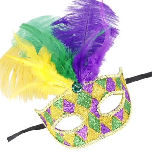 REITINGE Feathered Masquerade Sequins Half Face For Women Men Cosplay Party Photography Props Halloween Decoration von REITINGE