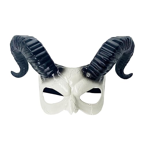 REITINGE Halloween Maskerade Horn Tiere Schädel Kopfschmuck Halb Horn Ziege Hörner Monster Cosplays Kostüm von REITINGE