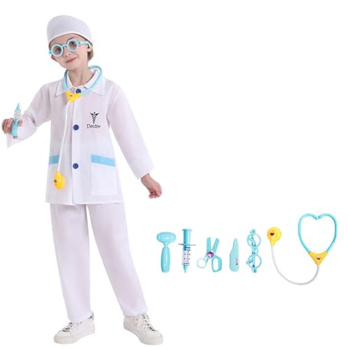 REITINGE Kind Feuerwehr Cosplay Outfit Arzt Kostüm Set Mädchen Krankenschwester Kostüm Set Halloween Cosplay Dress Up Party von REITINGE