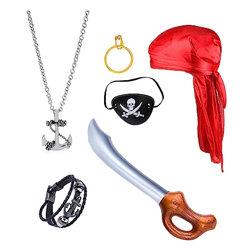 REITINGE Piratenkostüm-Set, Piratenkapitän, Kostüm-Zubehör, Piraten-Kopftuch, Piraten-Augenklappen-Kits für Halloween von REITINGE
