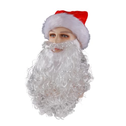 REITINGE Weihnachtsmütze, Weihnachtsmann-Bart, Weihnachtsmann-Haar für Erwachsene, Weihnachtsmann-Kostüm, Weihnachtsmann-Bärte und Weihnachtsmann-Haar von REITINGE