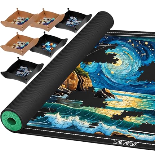 Puzzlematte 1500 1000 Teile, Puzzle Matte Roll, Puzzleunterlage Puzzlemappe Puzzlerolle Mat Storage Accessories für Erwachsene, Jigsaw Puzzle Mat Roll Up. von REKGO