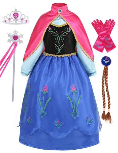 RELARLiYA Prinzessin Kostüme für Mädchen Prinzessin Kleid Cosplay Geburtstag Halloween Weihnachten Karneval Party Outfits, Blau, 100 3T von RELARLiYA