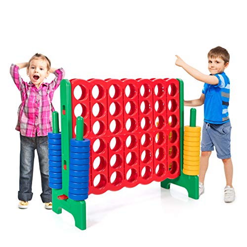 RELAX4LIFE Vier-Gewinnt Spiel, 4 in Line mit 42 Jumbo-Ringen und Schieberegler zum schnellen Neustart, Spiel für Erwachsene und Kinder, Strategiespiel Gesellschaftsspiel für Outdoor (Grün) von RELAX4LIFE