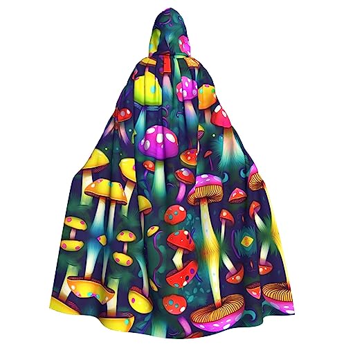 REMYS Cartoon Hippos Print Halloween Hooded Cloak The Decoration Hooded Cape Transform Your Look with The Ultimate, Bright Mushrooms Art Print, One Size von REMYS