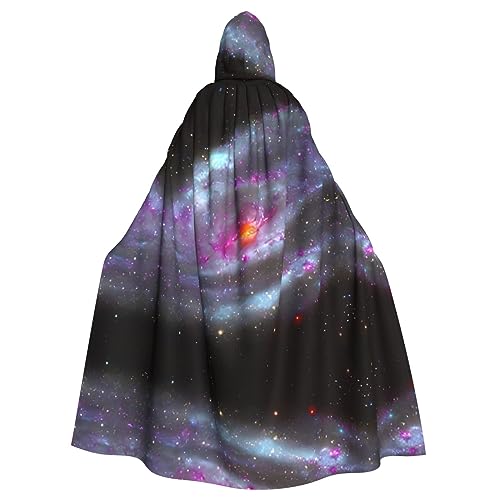 REMYS Himmelblauer Halloween-Kapuzenumhang mit Musiknoten-Aufdruck. Die Dekoration mit Kapuze verwandelt Ihren Look mit dem ultimativen, Farbenfroher Galaxie-Druck, EinheitsgröÃŸe von REMYS