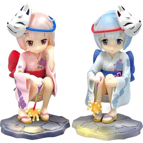 RAM REM Figur, Squatting Q Version Kimono Rame REM Figuren 15 cm handgefertigt von REOZIGN