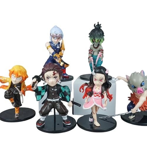 REOZIGN Figur Tanjirou Nezuko, Inosuke Hashira, Figur Zenitsu Agatsuma, sechs Figuren, 13 cm, handgefertigtes Geschenk aus PVC von REOZIGN