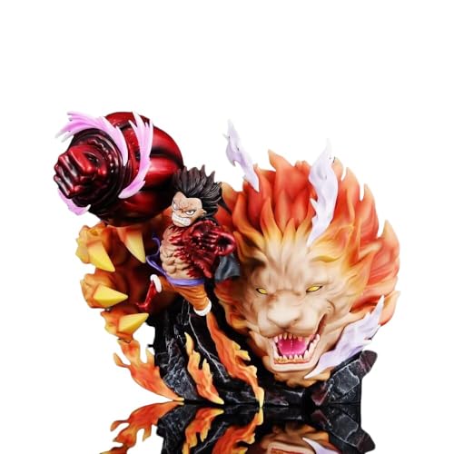 REOZIGN Figuren Luffy, Fire Luffy mit Löwe, Actionfigur, 17 cm, PVC, Anime, Manga, Spielfigur, Modell, Dekoration, Handwerk, Geschenk (C) von REOZIGN