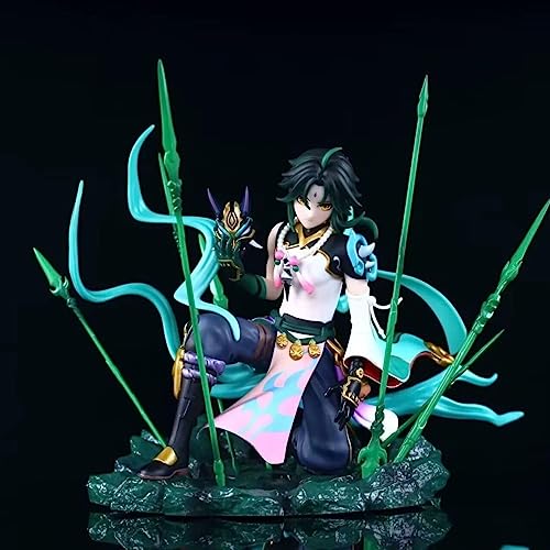 REOZIGN GK Xiao Actionfigur von Genshin, Figuren GK Xiao, Beleuchtung, 22-30 cm, Spielfigur, PVC, Sammlerstück, Spielzeug für Anime-Fans, Geschenk (Kneeling Position Xiao) von REOZIGN