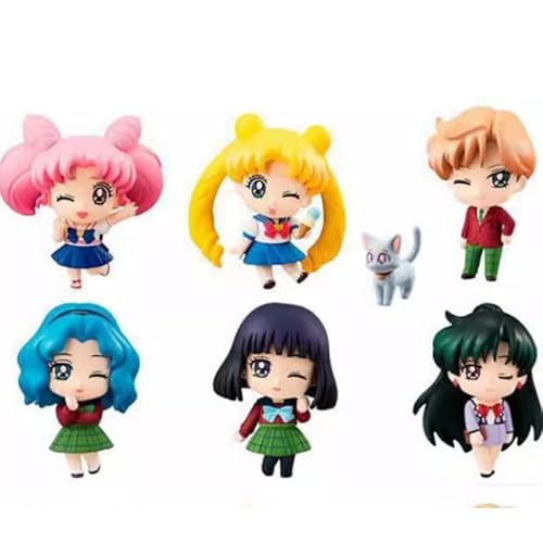 REOZIGN Saionji Sekai Figur, Sailor Moon Figur, Sechs niedliche Actionfiguren Wink 5 cm / 1,9 Zoll PVC zum Sammeln, Kunsthandwerk (Close Eyes) von REOZIGN