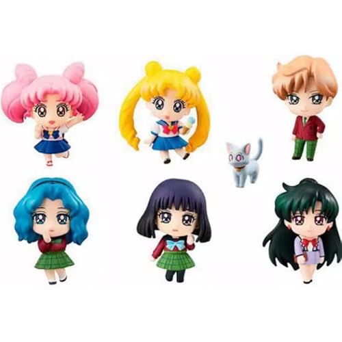 REOZIGN Saionji Sekai Figur, Sailor Moon Figur, Sechs niedliche Wink Actionfiguren, 5 cm, PVC, zum Sammeln, Geschenk zum Basteln (Open Eyes) von REOZIGN