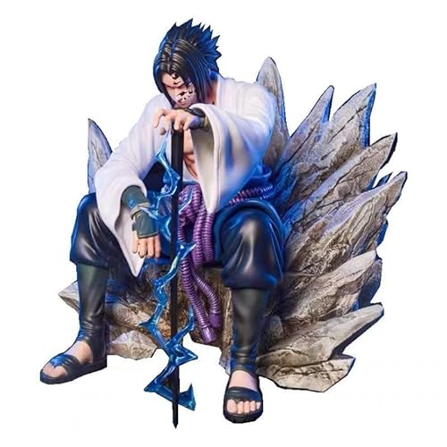 REOZIGN Sasuke Uchiha Figur, sitzende Sasuke Figur, 21 cm, PVC, Anime-Figuren, handgefertigt, Charaktermodell, Schreibtischdekoration von REOZIGN