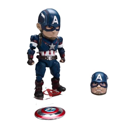 REOZIGN Schwarze Panther-Figur, Iron Man-Figur, Captain America Figur, seltsamer Doktor, Figuren der Q-Version, Ornamente (Captain America) von REOZIGN