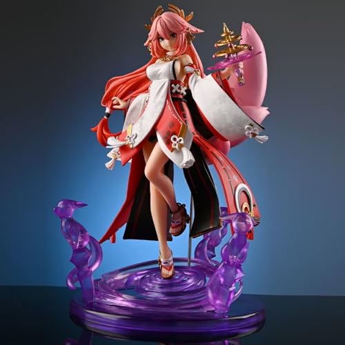 REOZIGN Yae Miko, Genshin Impact Fuchs mit neun Schwänzen Yae Miko, Anime-Figuren, 24 cm, PVC-Statue, handgefertigt, Geschenk von REOZIGN